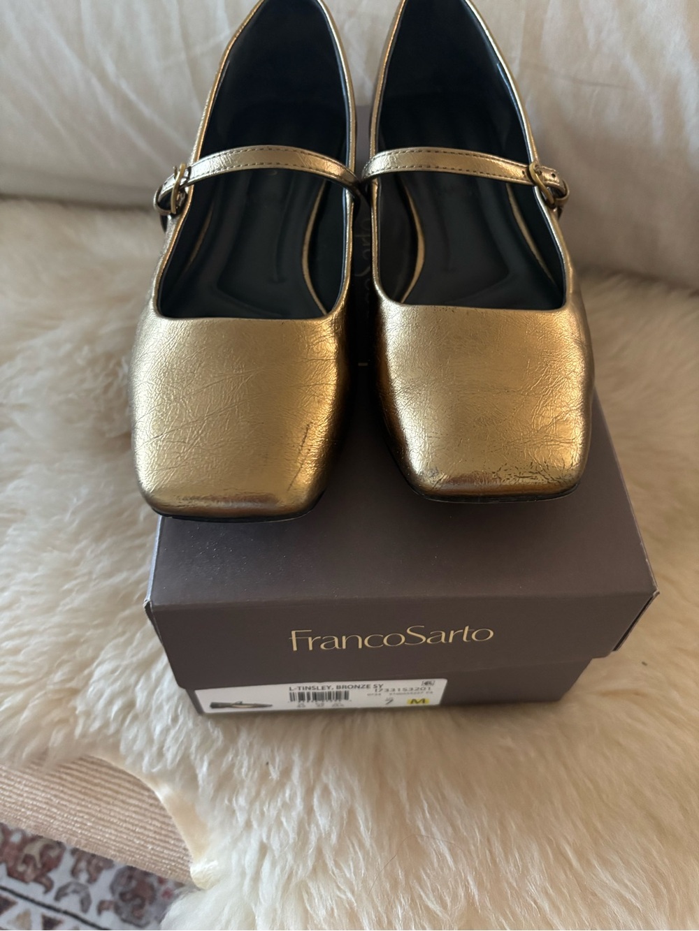 Franco Sarto Gold Mary Jane Flats 7